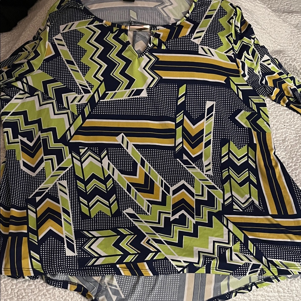 Plus size 22/24 Ashley Stewart Multicolor Geometric Blouse
